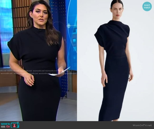 Zara Asymmetric Sleeve Knit Dress worn by Erielle Reshef on Good Morning America