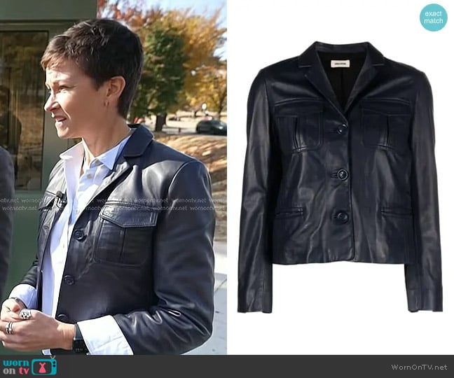 Zadig & Voltaire Liams Leather Jacket in Marine worn by Stephanie Gosk on Today