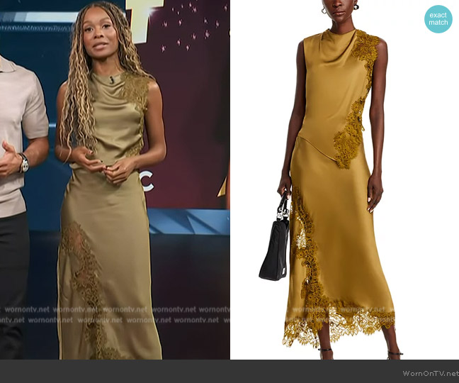 A.L.C. Gracie Satin and Lace Sleeveless Top worn by Zuri Hall on Access Hollywood