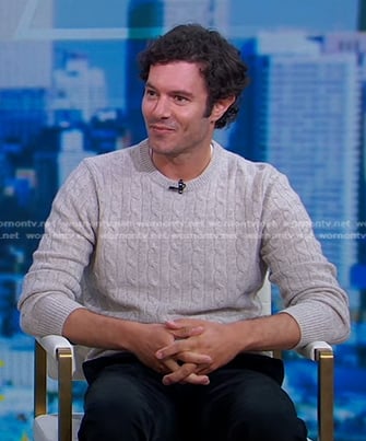 Adam Brody's grey cable knit sweater on Good Morning America