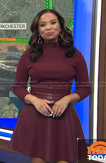 Adelle's burgundy mixed media dress on Today