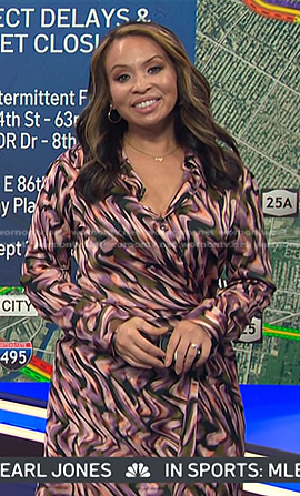 Adelle's pink abstract print wrap dress on Today