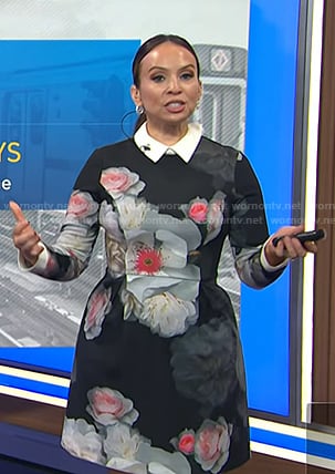 Adelle's black floral collared dress on Today