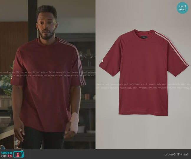 Adidas Y-3 3-Stripes Short Sleeve Tee worn by Lewis Stewart (McKinley Freeman) on Reasonable Doubt