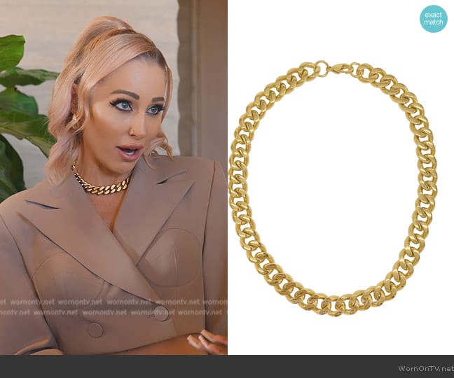 Adornia Gold Plated Curb Chain Necklace worn by Mary Fitzgerald on Selling Sunset