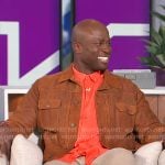 Akbar’s brown leather jacket on The Talk