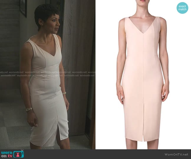 Akris V-Neck Sleeveless Cotton Blend Midi Dress worn by Jax Stewart (Emayatzy Corinealdi) on Reasonable Doubt