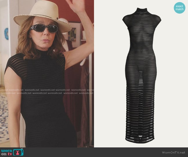 Alaia High Neck Sheer Maxi Dress with Back Detail worn by Sylvie (Philippine Leroy-Beaulieu) on Emily in Paris