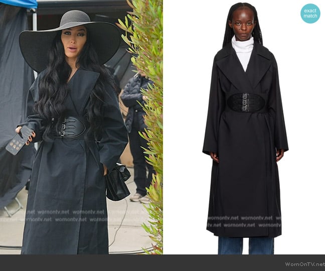 Alaia Black Belted Trench Coat worn by Bre Tiesi on Selling Sunset