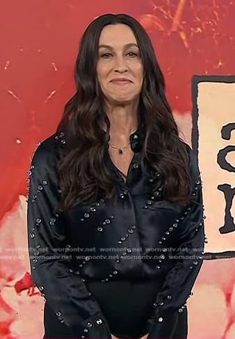 Alanis Morissette's black embellished shirt on Today