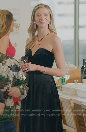 Alanna's black strappy dress on Selling Sunset