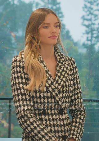 Alanna check tweed blazer dress on Selling Sunset