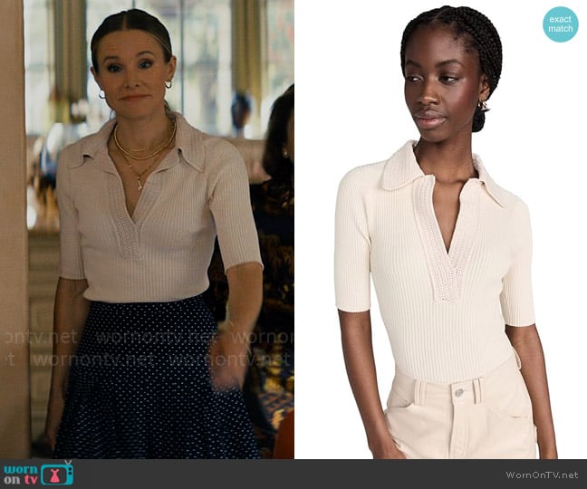 A.L.C. Adrian Top in Oatmilk worn by Joanne (Kristen Bell) on Nobody Wants This