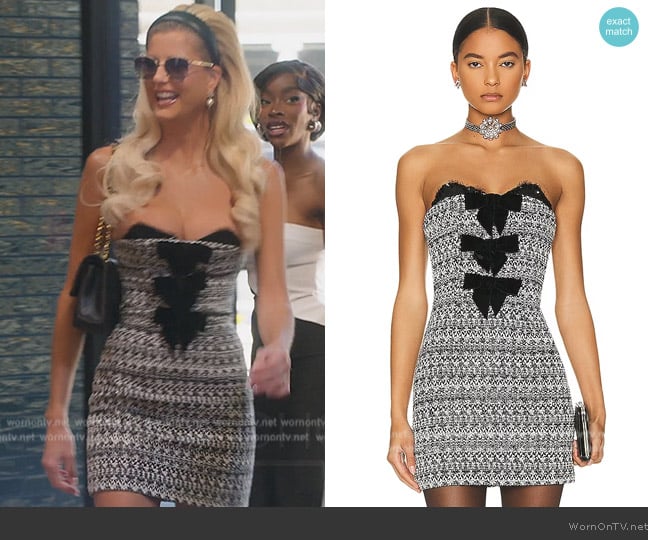 Alessandra Rich Sequin Tweed Mini Dress With Bows worn by Emma Hernan on Selling Sunset