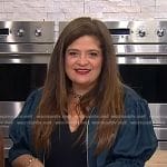 Alex Guarnaschelli’s blue elbow sleeve jacket on Today