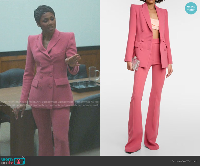 Alex Perry Crepe Blazer and High-rise Flared Pants worn by Jax Stewart (Emayatzy Corinealdi) on Reasonable Doubt