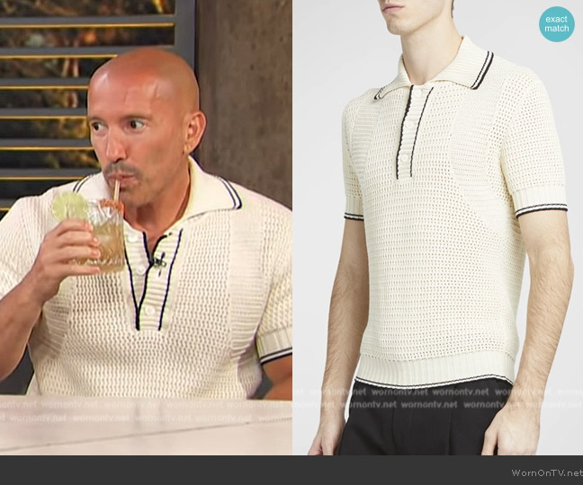 Alexander McQueen Mesh Cotton Harness Polo Shirt worn by Jason Oppenheim on Access Hollywood