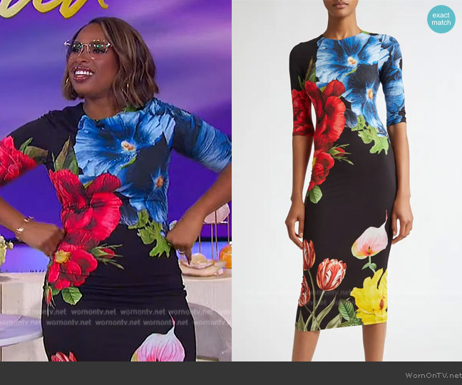 Alice + Olivia Delora Midi Dress worn by Jennifer Hudson on The Jennifer Hudson Show