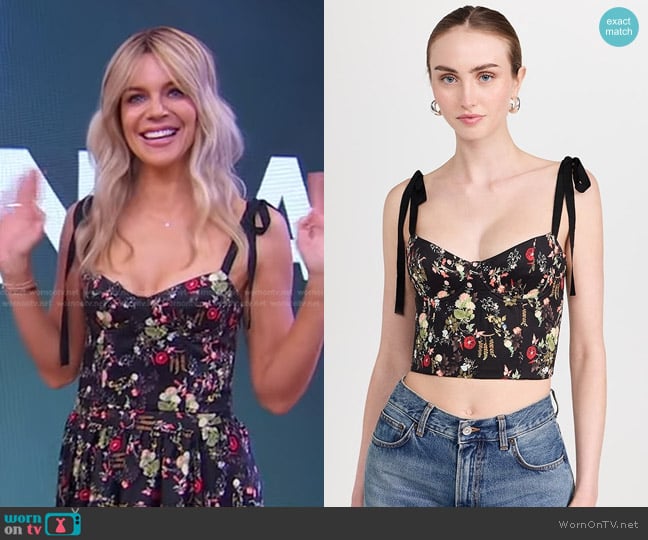 Alice + Olivia Helene Bustier Top in Blush Kiss Black worn by Kaitlin Olson on Good Morning America