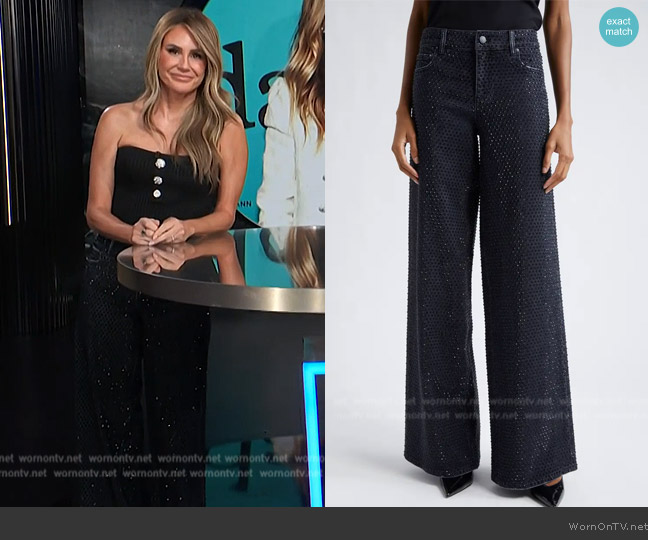 Alice + Olivia Trish Embellished Baggy Jeans worn by Keltie Knight on E! News