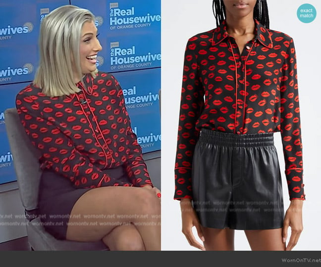 Alice + Olivia Willa Silk Shirt worn by Gina Kirschenheiter on E! News