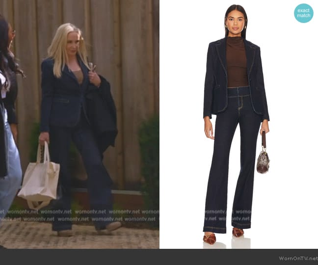 Alice + Olivia Macey Fitted Denim Jacket worn by Shannon Beador on The Real Housewives of Orange County