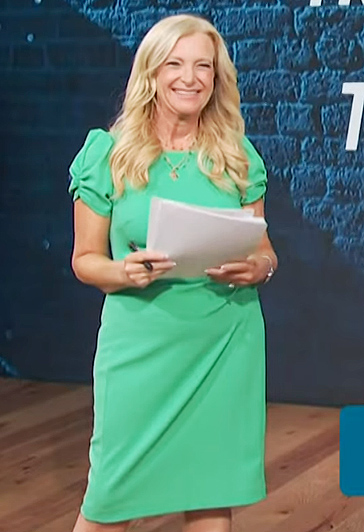 Alison Triessl's green sheath dress on Access Hollywood