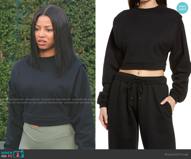 Alo Fresh Crop Sweatshirt worn by Thea (Camille Hyde) on All American Homecoming