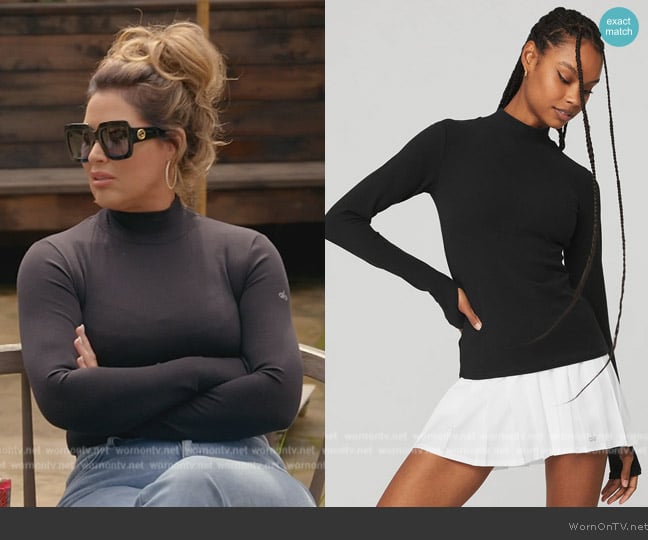 Alo Wellness Rib Mock Neck Top worn by Emily Simpson on The Real Housewives of Orange County