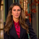 Alyssa’s navy pinstripe blazer on The View