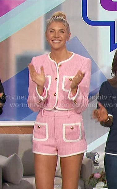 Amanda's pink tweed jacket and shorts on The Talk