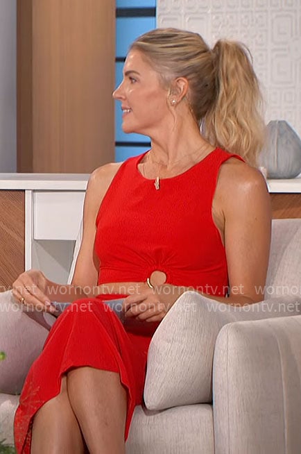 Amanda's red ring cutout midi dress on The Talk