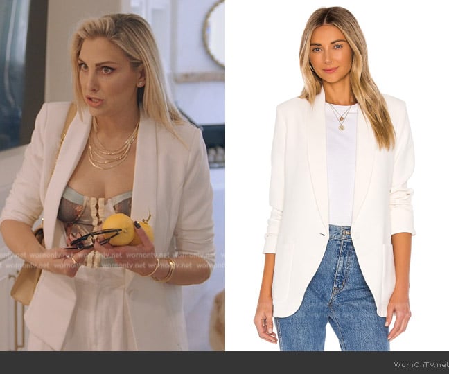 Amanda Uprichard Shawl Collar Blazer worn by Gina Kirschenheiter on The Real Housewives of Orange County