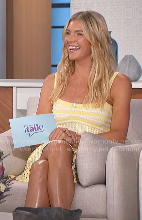 Amanda's yellow eyelet mini dress on The Talk