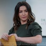 Amelia’s green puff sleeve top on Greys Anatomy