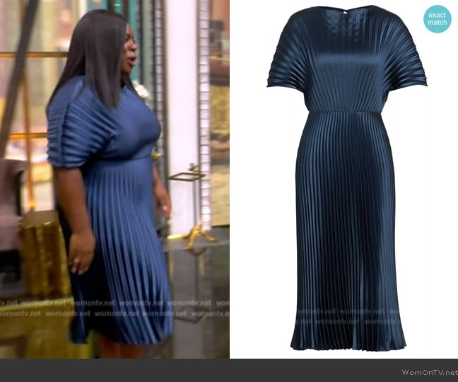 Amsale Pleated Fan Midi-Dress worn by Uzo Aduba on The View