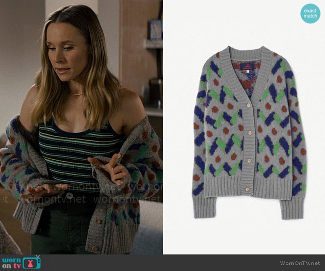 The Animals Observatory Racoon Cardigan worn by Joanne (Kristen Bell) on Nobody Wants This