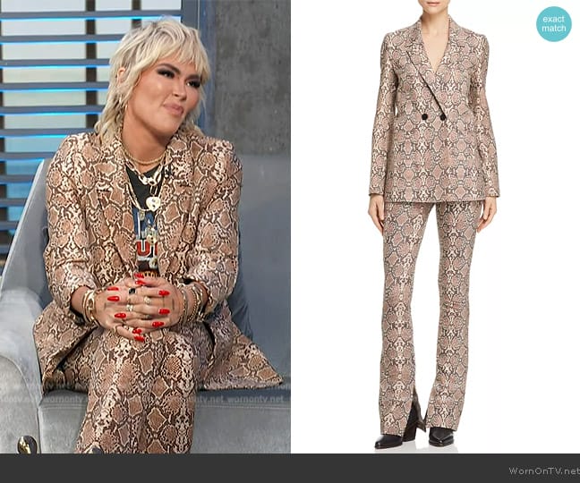 Anine Bing Snakeskin-Print Blazer and Pants worn by Nadine Crocker on Access Hollywood