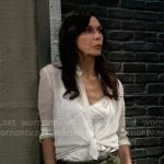 Anna’s white dotted cami and shirt set on General Hospital