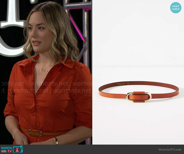 Anthropologie The Blake Skinny Belt worn by Hope Logan (Annika Noelle) on The Bold and the Beautiful