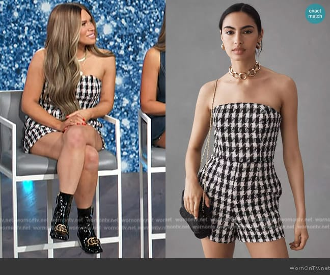 Hutch Strapless Tweed Corset Romper worn by Jessi Ngatikaura on Access Hollywood