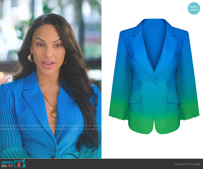 Arelias Dream Ombre Blazer with Pleated Sleeve Detail worn by Amanza Smith on Selling Sunset