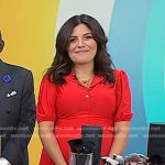 Adrianna’s red pleated midi dress on Today