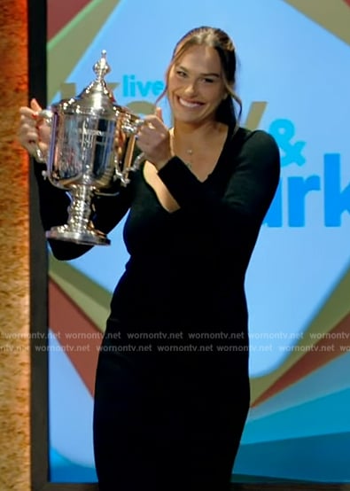 Aryna Sabalenka's black long sleeve dress on Live with Kelly and Mark