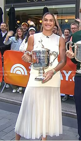 Aryna Sabalenka's white pleated mixed media dress on Today