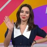 Aubrey Plaza’s navy contrast collar dress on Today