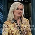 Ava’s yellow printed blouse and skirt set on General Hospital