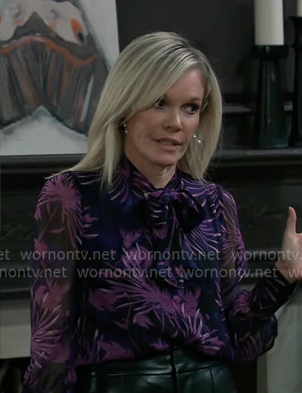 Ava's purple floral blouse on General Hospital