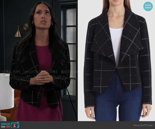 Bagatelle Plaid Drape Jacket worn by Terry Randolph (Cassandra James) on General Hospital