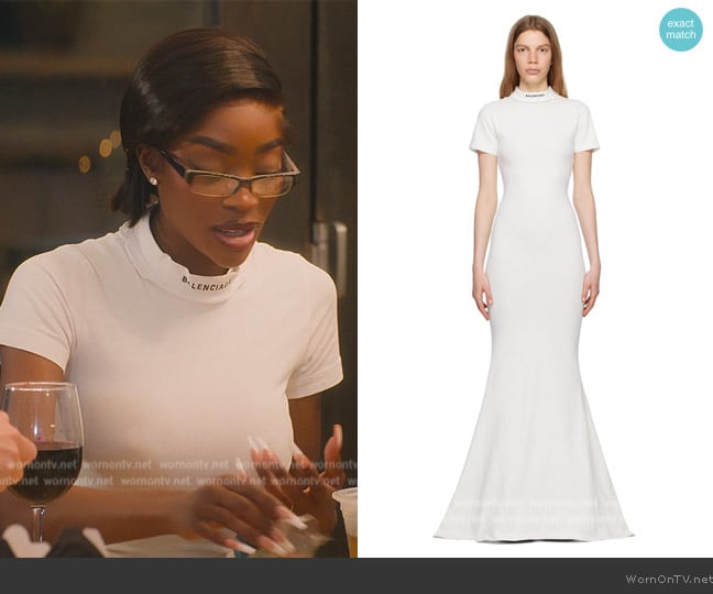 Balenciaga Cotton-blend T-shirt maxi dress worn by Chelsea Lazkani on Selling Sunset